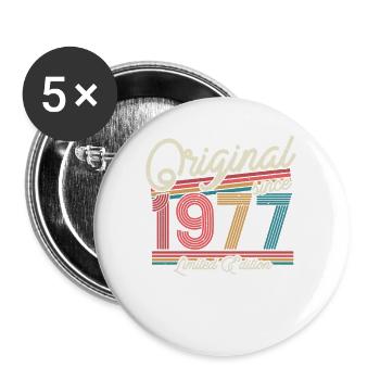 Gift 46/47 J. Né en 1977 - Lot de 5 grands badges (56 mm) - blanc - Devant