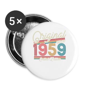 Gift 1959 - 64/65 years - Buttons large 2.2''/56 mm (5-pack) - white - Front