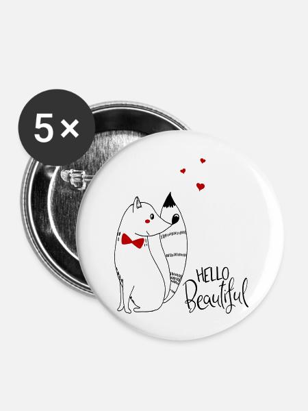 Hello Beautiful - Buttons groß 56 mm (5er Pack) - Weiß