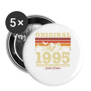 Vintage 1995 Birthday Gift - Buttons large 2.2''/56 mm (5-pack) - white - Front