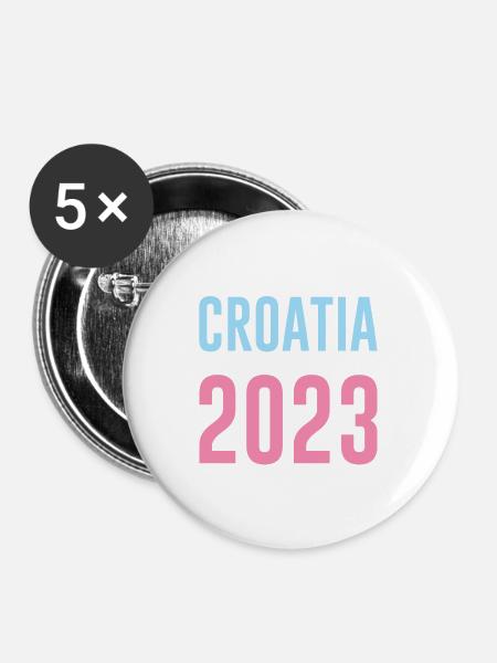 Croatia 2023 - Buttons groß 56 mm (5er Pack) - Weiß