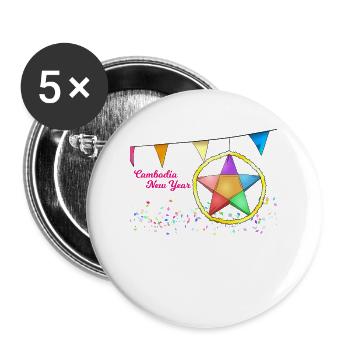 Kambodscha Khmer Neujahr Choul Chnam I Geschenk - Buttons groß 56 mm (5er Pack) - Weiß - Vorne