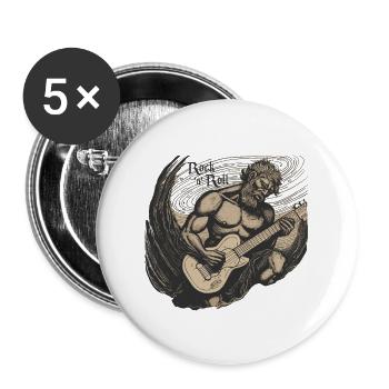 Man Playing Electric Guitar Rock 'n' Roll - Buttons large 2.2''/56 mm (5-pack) - white - Front