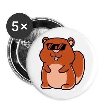 Hamster cool - Lot de 5 grands badges (56 mm) - blanc - Devant
