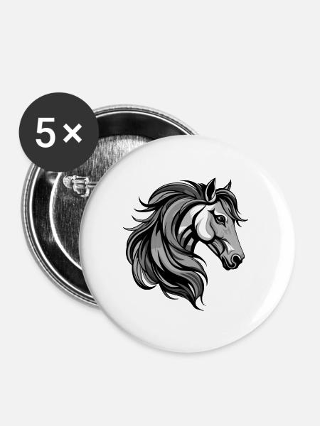 Pferd Portrait - Buttons groß 56 mm (5er Pack) - Weiß