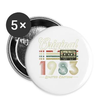 Original 1983 Vintage Anniversaire Rétro 1983 - Lot de 5 grands badges (56 mm) - blanc - Devant