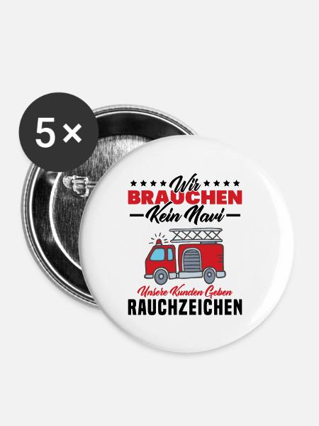 Feuerwehr Feuerwehrmann - Buttons groß 56 mm (5er Pack) - Weiß