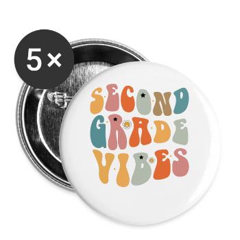 Second Grade Vibes Back To School Groovy School - Buttons large 2.2''/56 mm (5-pack) - white - Front