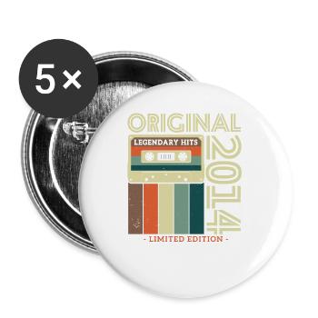 Vintage Geburtstagsgeschenk 9-10 Jahre - Buttons groß 56 mm (5er Pack) - Weiß - Vorne