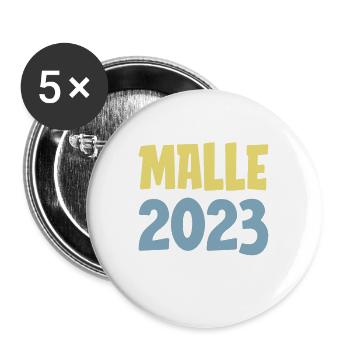 Malle 2023 - Lot de 5 grands badges (56 mm) - blanc - Devant