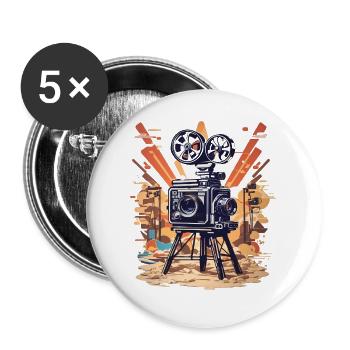 Retro Film Kamera - Buttons groß 56 mm (5er Pack) - Weiß - Vorne
