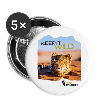 KEEP IT WILD Gepard - Buttons groß 56 mm (5er Pack) - Weiß - Vorne