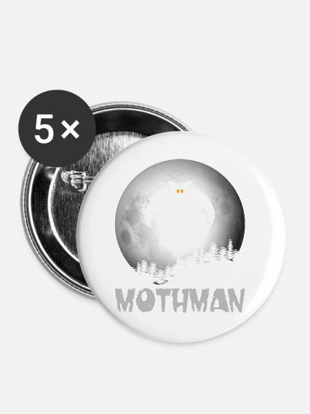 Mothman - Buttons groß 56 mm (5er Pack) - Weiß