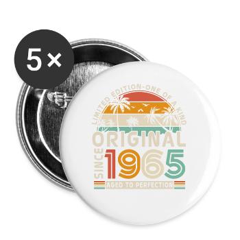 Vintage 1965 Birthday Gift - Buttons large 2.2''/56 mm (5-pack) - white - Front