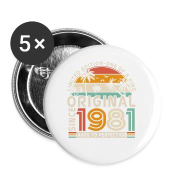 Vintage 1981 Cadeau d’anniversaire - Lot de 5 grands badges (56 mm) - blanc - Devant