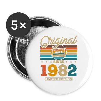 Vintage 1982 Geburtstagsgeschenk - Buttons groß 56 mm (5er Pack) - Weiß - Vorne