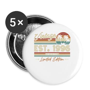 Nostalgique 1996 Anniversaire - Vintage Rétro - Lot de 5 grands badges (56 mm) - blanc - Devant
