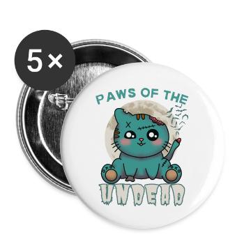 "Paws of the Undead", Chat Zombie Mignon - Lot de 5 grands badges (56 mm) - blanc - Devant