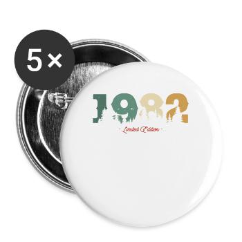 Vintage Natur Geburtstagsgeschenk 1982 - Buttons groß 56 mm (5er Pack) - Weiß - Vorne