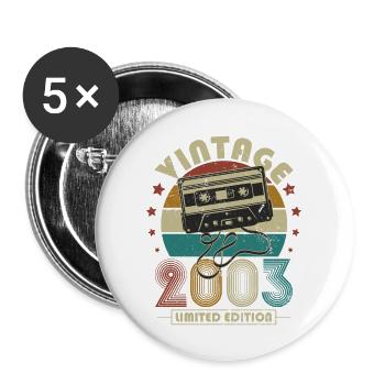 Vintage 2003 Anniversaire Rétro Vintage Cadeau - Lot de 5 grands badges (56 mm) - blanc - Devant
