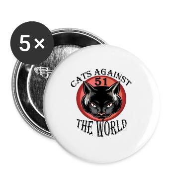 Cats Against The World 51 - Lot de 5 grands badges (56 mm) - blanc - Devant