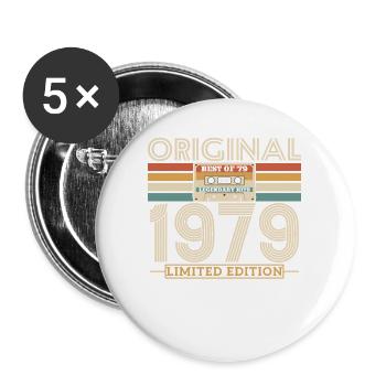 1979 Vintage Birthday Retro - Buttons large 2.2''/56 mm (5-pack) - white - Front