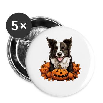 Border Collie Dog Pumpkin Lazy Halloween Party - Buttons large 2.2''/56 mm (5-pack) - white - Front