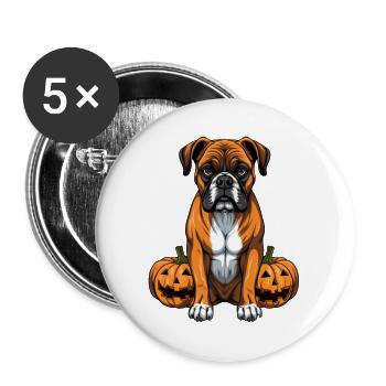 BOXER DOG Dog Pumpkin Lazy Halloween Party - Buttons large 2.2''/56 mm (5-pack) - white - Front