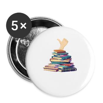 Je vais bien Lecteur de livres drôles Bibliothécaire - Lot de 5 grands badges (56 mm) - blanc - Devant