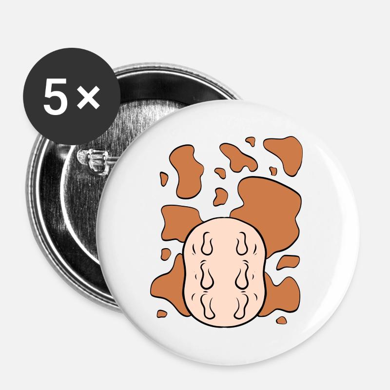 Kuhmuster und Euter Kostüm - Buttons groß 56 mm (5er Pack) - Weiß