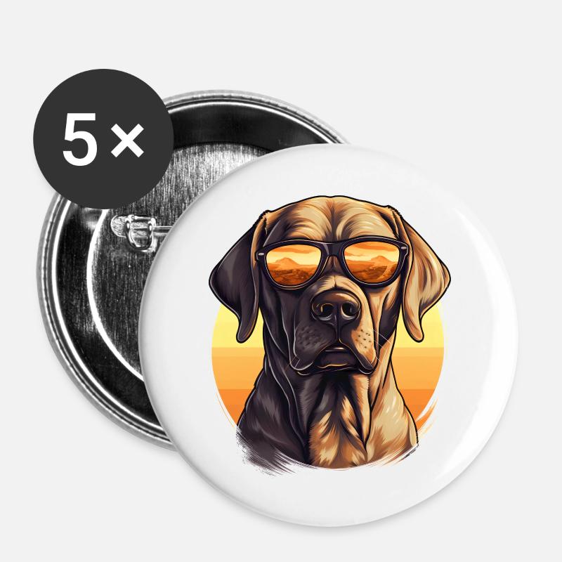 Labrador with sunglasses - Buttons large 2.2''/56 mm (5-pack) - white