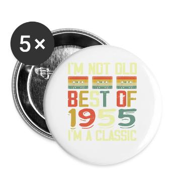 1955 Ich bin nicht alt Ich bin klassisch Jahrgang 1955 Geburtstag - Buttons groß 56 mm (5er Pack) - Weiß - Vorne