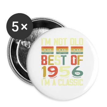1956 I'm Not Old I'm Classic Vintage 1956 Birthday - Lot de 5 grands badges (56 mm) - blanc - Devant