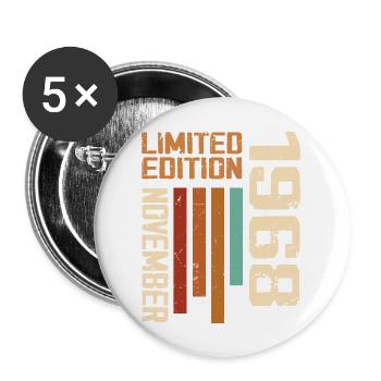 1968 November Geburtstagsgeschenk. November 1968 - Buttons groß 56 mm (5er Pack) - Weiß - Vorne