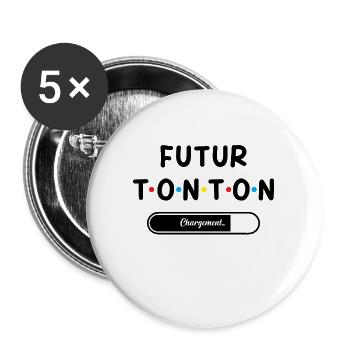 Homme Annonce Grossesse Tonton Futur Tonton - Lot de 5 grands badges (56 mm) - blanc - Devant