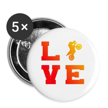 Motocross Hommes Dirt Biker Supermotard Femmes - Lot de 5 grands badges (56 mm) - blanc - Devant