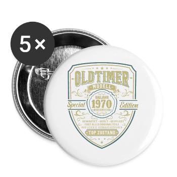 Vintage 1970 - Zeitloses Geschenk - Buttons groß 56 mm (5er Pack) - Weiß - Vorne