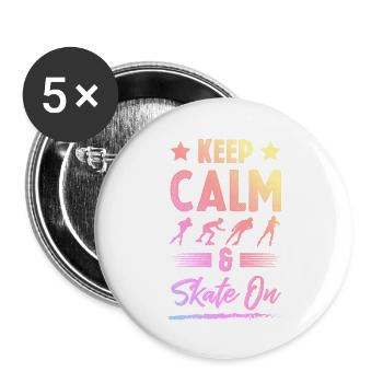 Restez calme patinez - Lot de 5 grands badges (56 mm) - blanc - Devant