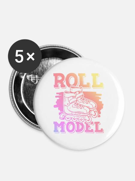 roll skaten - Buttons groß 56 mm (5er Pack) - Weiß