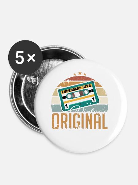 September 2008 geboren Vintage Geburtstag Retro - Buttons groß 56 mm (5er Pack) - Weiß