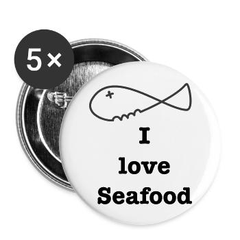 I love Seafood 2 - Buttons large 2.2''/56 mm (5-pack) - white - Front