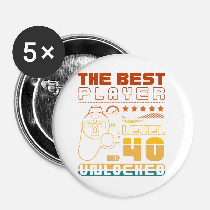 The Best Player - Level 40 unlocked - Buttons large 2.2''/56 mm (5-pack) - white