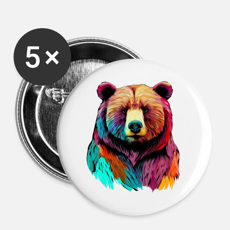 Bear - Buttons large 2.2''/56 mm (5-pack) - white