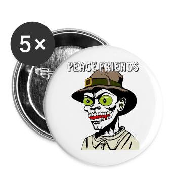 HALLOWEEN PEACE FRIENDS - Buttons large 2.2''/56 mm (5-pack) - white - Front