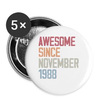 Cadeau D'anniversaire En Novembre 1988 - Lot de 5 grands badges (56 mm) - blanc - Devant