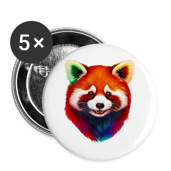 Petit panda - Lot de 5 grands badges (56 mm) - blanc - Devant