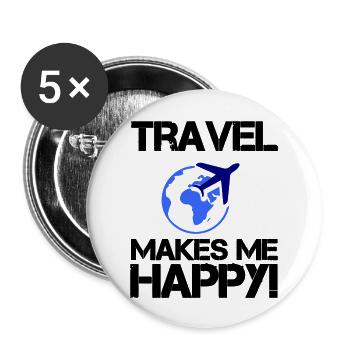 Voyagez heureux - Lot de 5 grands badges (56 mm) - blanc - Devant