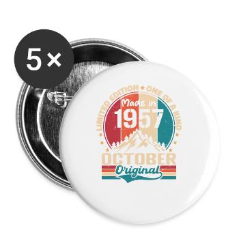 October 1957 Birthday Gift 1957 October - Buttons large 2.2''/56 mm (5-pack) - white - Front