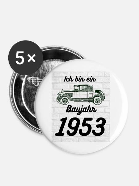 Oldtimer - Buttons groß 56 mm (5er Pack) - Weiß