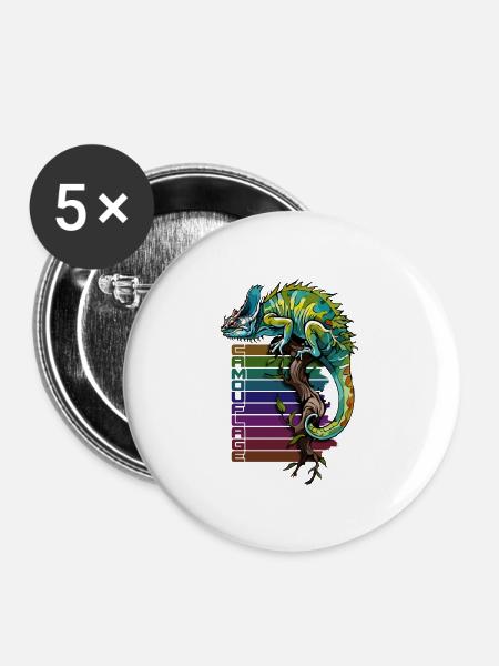 Meister des Camouflage-Chamäleons - Buttons groß 56 mm (5er Pack) - Weiß